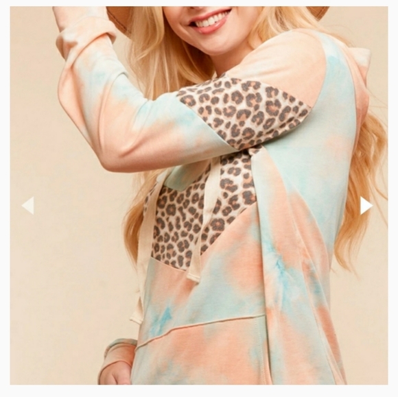 Animal Tie Dye Chevron Block Leopard Print Hoodie - Picture 4 of 4